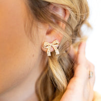 Pearl and Gold Bow Earrings