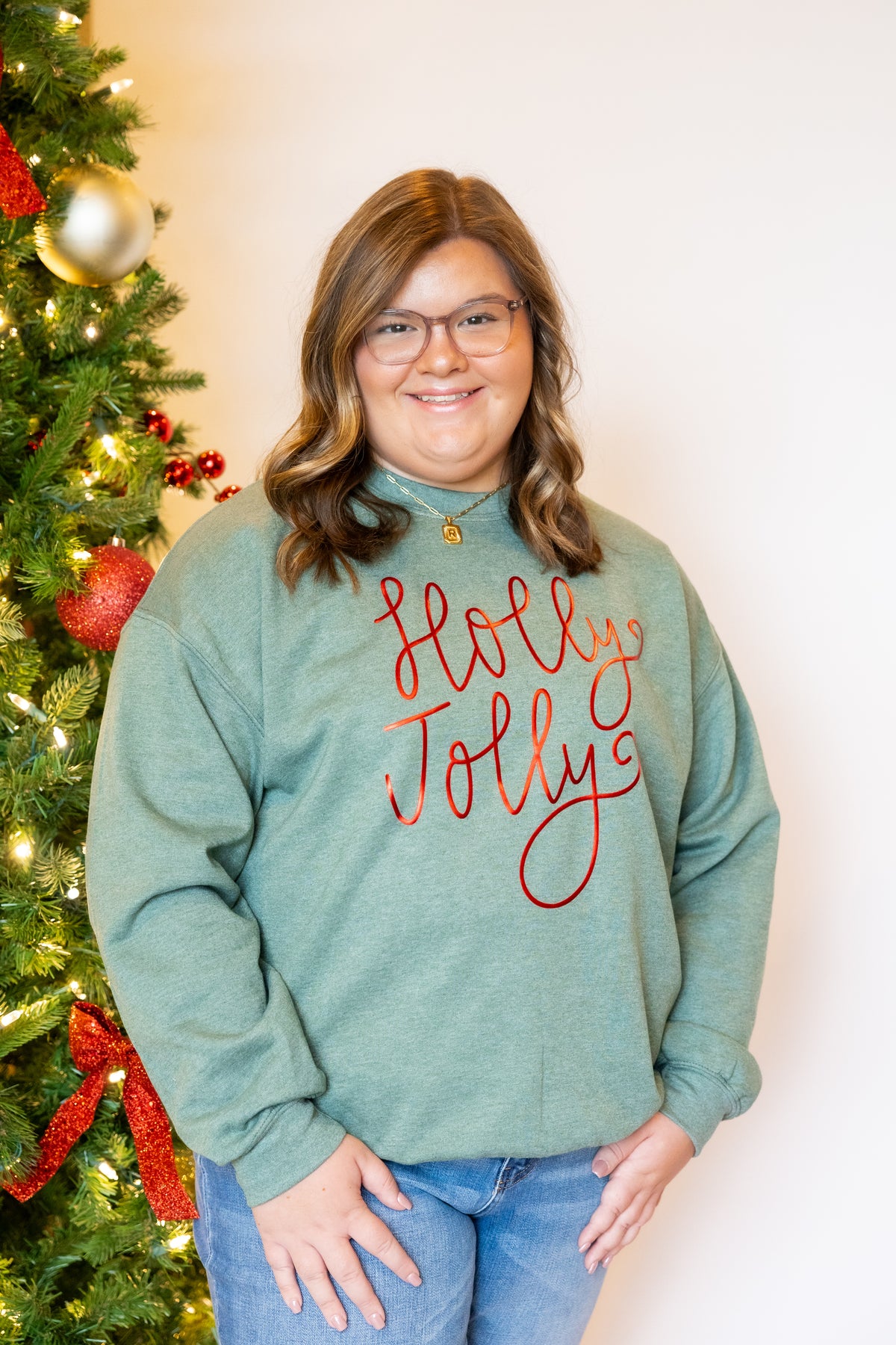 Metallic Holly Jolly Sweatshirt