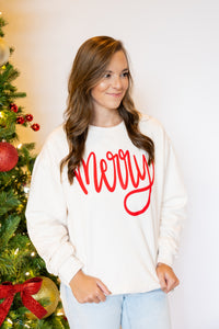 Cream and Red Merry Sweatshirt