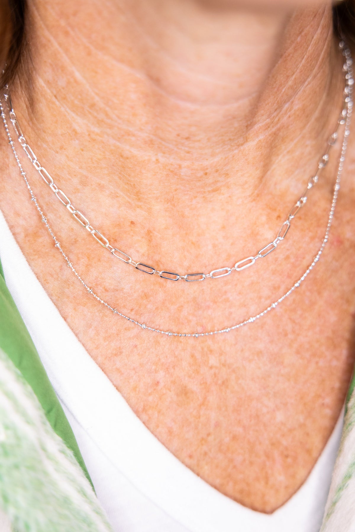 Double Strand Silver Necklace