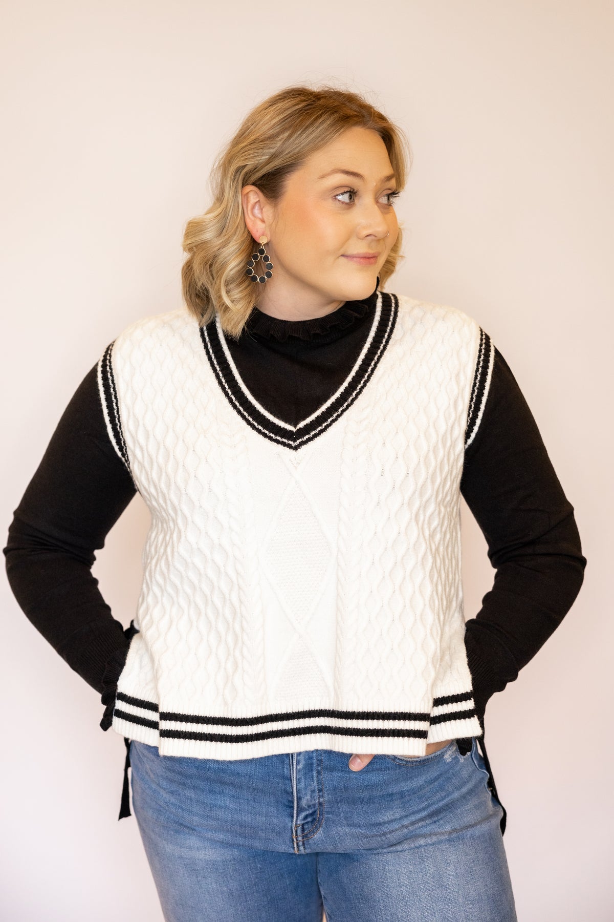 Classic Black and White Sweater Vest